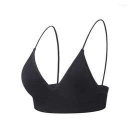 Women's Shapers Deep V Sexy Triangle Cup Seamless Bras Thin High Elastic Casual Base Bra Yoga Underwear Women's Built-in Cushion