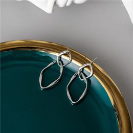 Stud Earrings 925 Sterling Silver Irregular Figure Eight For Women Korean