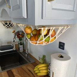 Storage Baskets Kitchen Accessories Under Cabinet Hanging Fruit Basket Mesh Bag For storage Hammock 230613