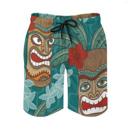 Men's Shorts Tiki Hawaii Mens Swim Quick Dry Beach Board Swimwear Fashion Volley Hawaiian Tropical Culture