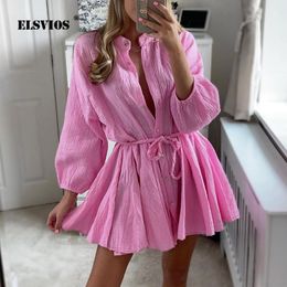 Dresses High Fashion Elegant Commuting Vneck Dress Sexy Sweet Solid Color Ruffle Dress Office Ladies Elegant Straight Long Sleeve Dress