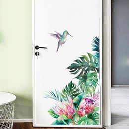 Tropical leaves flowers bird Wall Stickers bedroom living room decoration mural home decor decals removable stickers wallpaper