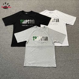 Men's T-Shirts Summer Casual Trapstar Short Sleeve Tee Letter Towel Embroidery Simple Fashion Men Woman Grey Black White T Shirts 230613