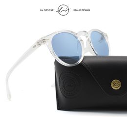 Sunglasses LM Small Round Polarized Sunglasses Women Men Vintage Transparent Frame Brand Designer Driving Sun Glasses De Sol UV400 230612