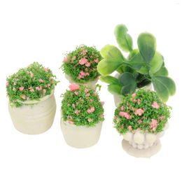 Garden Decorations Micro Landscape Flowerpot Mini Resin Decor Miniature Adornment House Accessory Props Scene