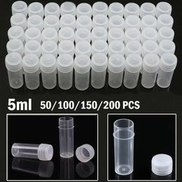 Storage Boxes Bins 50200 PCS 5ML Mini FlatBottomed Plastic Clear Test Tubes With Screw Caps Cosmetic Travel Lotion Containers 230613