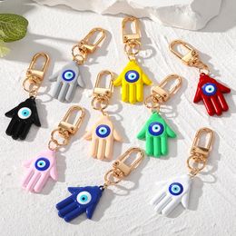 Candy colors Hamsa Hand Keychain Key Ring For Women Men Fatima Hand Blue Eye Bag Car Key Accessories Pendant