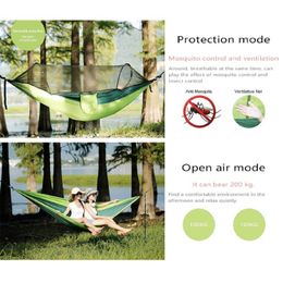 Hammocks Portable Outdoor Camping Hammock Person with Net High Strength Hanging Bed Hunting Sleeping Swing