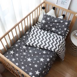 Bedding sets 3Pcs Baby Bedding Set For Newborns Star Pattern Kid Bed Linen For Boy Pure Cotton Woven Crib Bedding Duvet Cover Pillocase Sheet Z0612