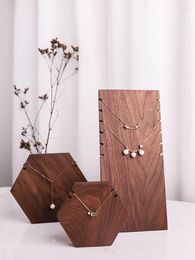 Jewellery Pouches Black Walnut Wood Necklace Chain Pendant Display Holder Stand Ring