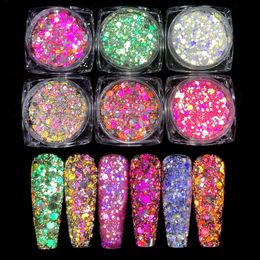 High gloss Nail powder 6colors per set Anti-gloss Diamond nail Jewellery Colourful Laser Glitter Nails Powder Dust