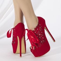 Liyke Spring Autumn Hollow Out Cross Lace Up Women Platform Pumps Sexy Peep Toe Party Nightclub Stripper Heels Pole Dance Shoes