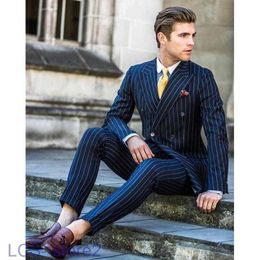 Men's Suits Blazers All Loved Double-breasted Groomsmen Peak Lapel Groom Tuxedos Men Wedding/prom/dinner Man Blazer(jacket+tie+pants) 112