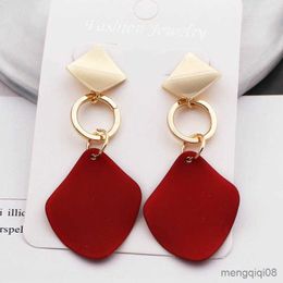 New Fashion Statement Earrings Green White Red Geometric Drop for Women Metal Earring Trendy Jewelry Elegant R230613