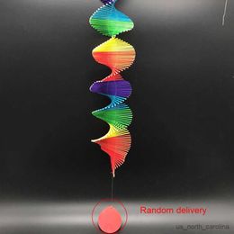 Garden Decorations Colorful Wood Wind Chimes Rainbow Wind Mobile Chime Lawn Wind Spiral Party Home Decor Garden Ornament Decor R230613