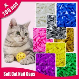 Grooming 200 Pcs/lot Pet Cat Finger Grooming Floor Protect Cat Nail Caps Claw Control Soft Paw Caps Xs,s ,m,l