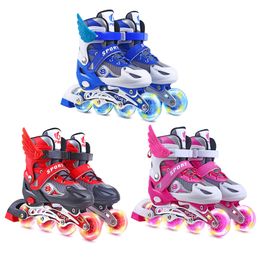 Inline Roller Skates Children Adjustable Skates Roller Skates Boy's Girl's Full Set Kids Inline Skates Combo Set 4 Wheels Flash Skates Shoes