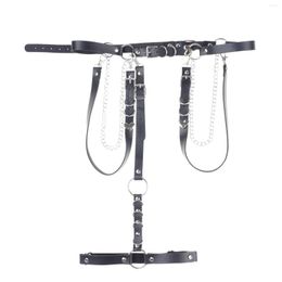 Belts Fashion Waist Belt For Women Harajuku Punk PU Leather Girdle Rivets O-Ring Decor Metal Chain Strap Sexy Rave Dance Costume