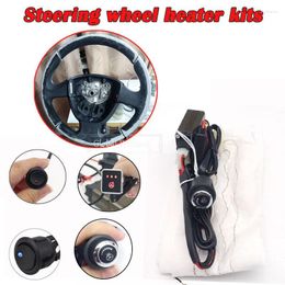 Steering Wheel Covers Square/6 Gear/ Red/Blue Switch Universal Car Heat Pads 60X9cm Flocking Cloth Heater Kits