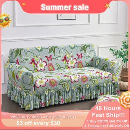 Chair Covers 1 2 3 4 Seater Nordic Flowers Stretch Sofa Elastic Spandex Sofas Skirt Cover for Living Room Universal Couch Slipcovers 230613