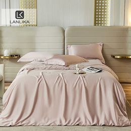 Bedding sets Lanlika New Women Pink 100 Silk Duvet Cover Case Bed Sheet Quilt Cover Set Bedding Linens Set King Queen Home Textile Z0612