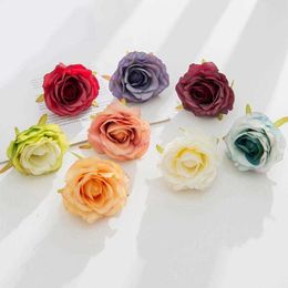 Dried Flowers 100Pcs Silk Roses Artificial Diy Bridal Bouquet Material Christmas Garland Gifts Box for Home Wedding Holiday Supplies