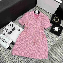 Urban Sexy Dresses Designer 2023 Spring/summer New Style Celebrity Temperament Shows Slim and Age Reducing Thick Tweed Waist Short Sleeve Dress ZSK7