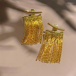 Hoop Earrings Vintage Stainess Steel Tassel For Women Gold Colour Korea Designer Dangle Drop Wedding Jewellery Gifts 2023