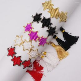 Strand Rice Bead Bracelet Hand Knitting Fashion Hexagonal Star Personality Geometry Bohemia Adjustable Unise Beaded