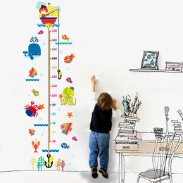 Child Growth Height Ruler Wall Sticker For Kids Room Cartoon Cat Animals wall Stickers Baby Height Measure Ruler Wall Sticker