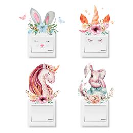 4 Pieces/Pack Cartoon Animals Light Switch Wall Stickers For DIY Home Decoration Cartoon Animals Decals PVC Mural Art