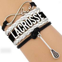 Charm Bracelets Lacrosse Infinity Love Blue Pink Red Wax Cord Women Men Boy Girl Unisex Jewellery Gift