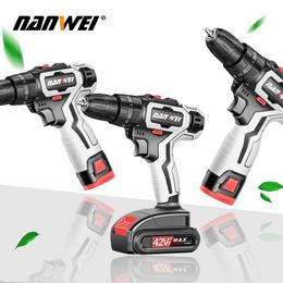Schroevendraaiers 21V Cordless Impact Drill Rechargeable Electric Screwdriver Cordless Drill Mini Power DriverDC LithiumIon Battery 2Speed Tool