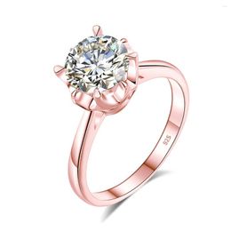 Cluster Rings Luxury 2ct Moissanite For Women Trendy Christmas Gifts Female Ring 925 Sterling Silver Accessories Fine Crystal Jewellery