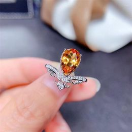 Cluster Rings Online Celebrity Live Broadcast Product Imitation Topaz Crown Opening Ring Female