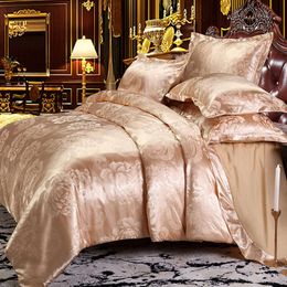 Bedding sets 4pcs Wedding Luxury Bedding Sets Jacquard QueenKing Size Duvet Cover Set Bedclothes Bed Linen cases sheet Dropshipping Z0612