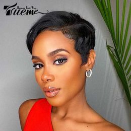Lace Wigs Trueme Short Pixie Cut Lace Wig Colored Brazilian Lace Front Human Hair Wigs Ombre Blonde Brown Part Lace Human Wigs For Women Z0613
