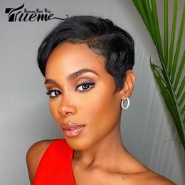 Lace Wigs Trueme Short Pixie Cut Lace Wig Coloured Brazilian Lace Front Human Hair Wigs Ombre Blonde Brown Part Lace Human Wigs For Women Z0613