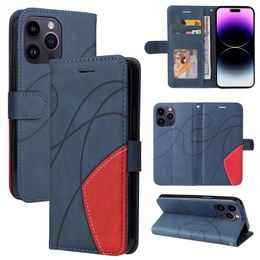 Hit Colour Leather Wallet Cases For Iphone 15 Plus 14 13 Pro Max 12 11 X XR XS 8 7 6 Abstract Hybrid Holder Contrast Flip Cover Business Shockproof ID Card Slot Fashion Purse