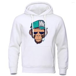 Men's Hoodies Personality Smoking Monkey Hoodie Mens Fashion Warm Sweatshirt Hip Hop Casual Fleece Streetwear Spring Autumn Hoody