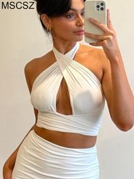 T-Shirt Multiway Wrap Halter Top Women Cross Bandage Sexy Crop Top Hollow Out Summer Tops Tanks And Camis Streetwear