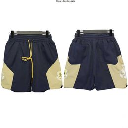 Men's shorts 2023 new fashion brand Rhude men's printed letters coconut Colour matching shorts