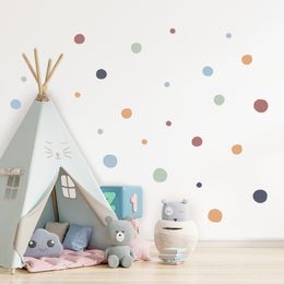 Cartoon Colourful Polka Dots Children Wall Stickers Removable Nursery Wall Decals Poster Print Kids Bedroom Interior Home Decor
