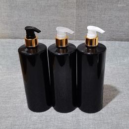 Storage Bottles 500ml 12pcs/lot Black PET Bottle With Golden Aluminium Pump Empty Lotion/hand Wash/Shampoo/moisturizer/facial Water