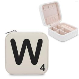 Jewellery Pouches Scrabble Tile W Storage Box Pu Leather Earring Boxes Display Case Organiser For Home Travel Girl Gift