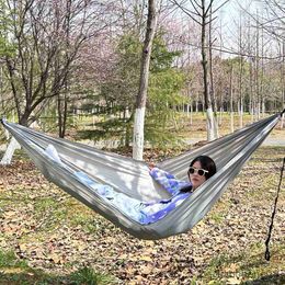 Hammocks Ultralight Outdoor Camping Hammock Sleep Swing Tree Bed Garden Backyard Furniture Hanging Single Hammock Hangmat R230613