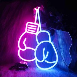 LED Neon Sign Boxing Gloves LED Neon Sign Lamp Gym Commercial Light Boxing Training Room LED Colour Decor Light Hanging Neon R230613