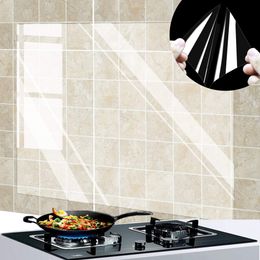 1Pc Kitchen Oil Proof Wall Sticker 90X60cm Heat-resistant Wallpaper Clear Self Adhesive Film Waterproof Paper Home Decoration