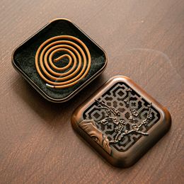 Other Home Garden Alloy Incense Box Coil Plum Blossom Bamboo Sandalwood Mini Censer Aromatherapy Decoration 230613