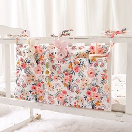 Bedding Sets Portable Baby Crib Storage Bag Floral Large Capacity Hanging Organiser Cotton Nursery Diaper For Essentials 230613